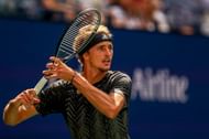 Alexander Zverev in action against Lloud Harris in the quartefinals of US Open 2021